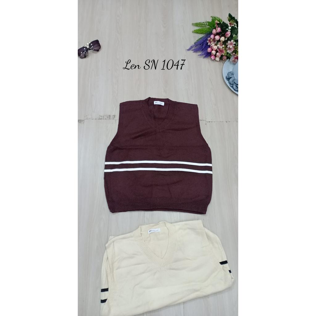 Áo len cổ tim sọc màu